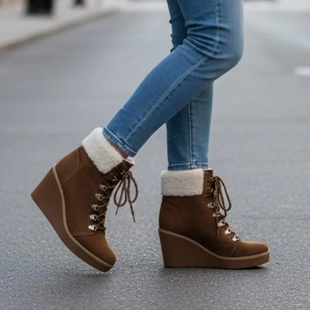 Stylish PORTLAND Womens Brown Faux Suede 3.5
